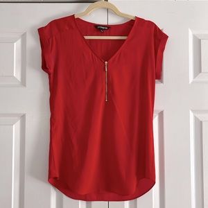 Express Red Short Sleeve with Gold Zipper